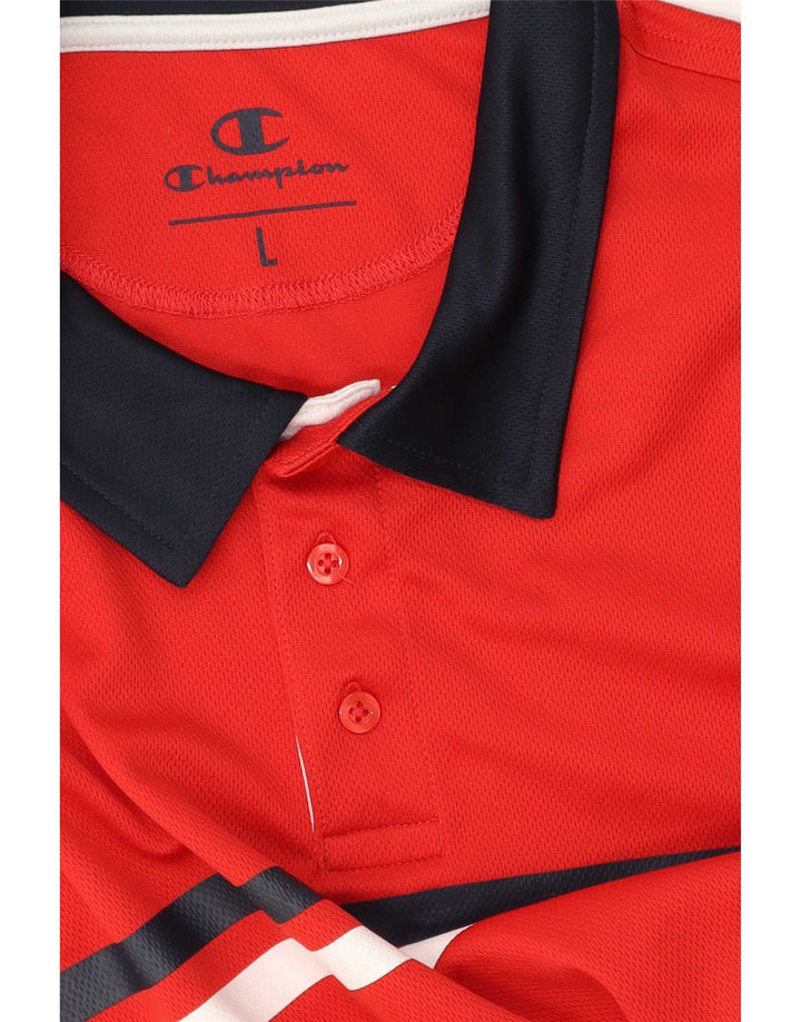 Champion Polo De Rugby Para Hombre Grande A Rayas Rojas