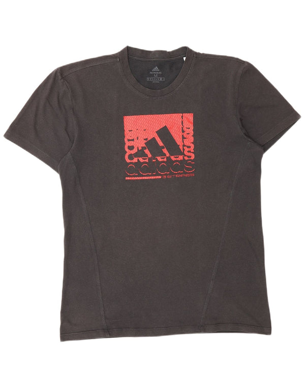 Adidas Hombre Camiseta Gráfica Top Medio Negro Poliéster