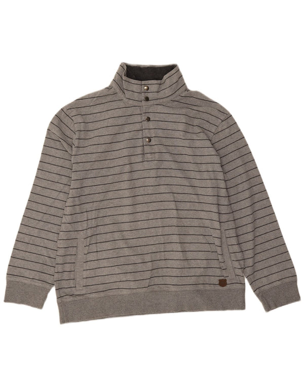Marks & Spencer Jersey con cuello y botones para hombre XL Algodón a rayas gris