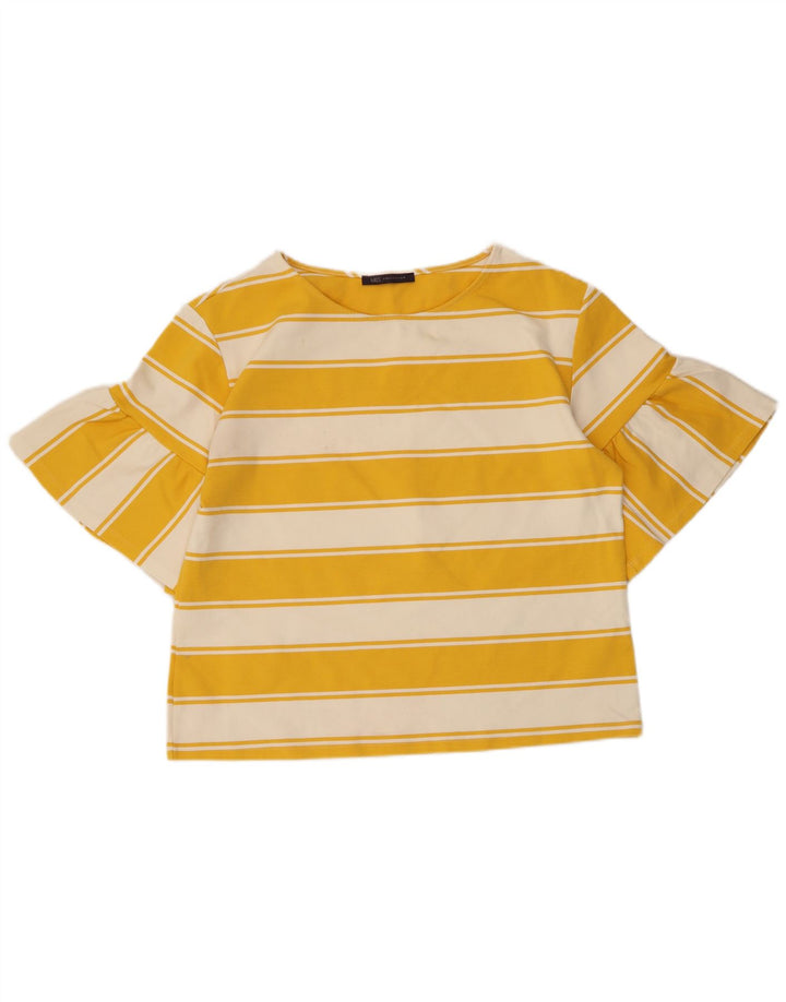 Marks & Spencer Top corto para mujer UK 44 Algodón a rayas amarillo grande