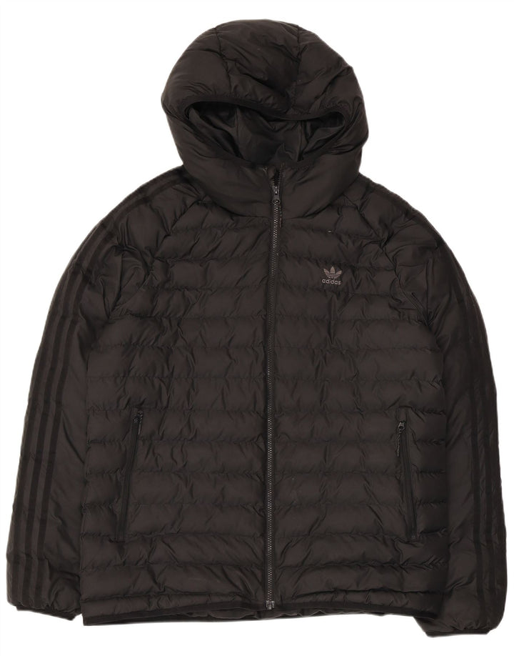 ADIDAS Chaqueta acolchada con capucha para hombre UK 38 Mediana Negro Poliéster