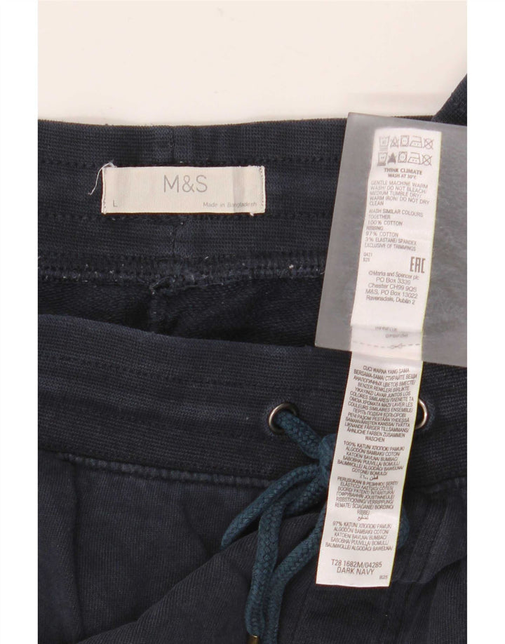 Marks & Spencer - Pantalones cortos deportivos para hombre, talla grande, algodón azul marino