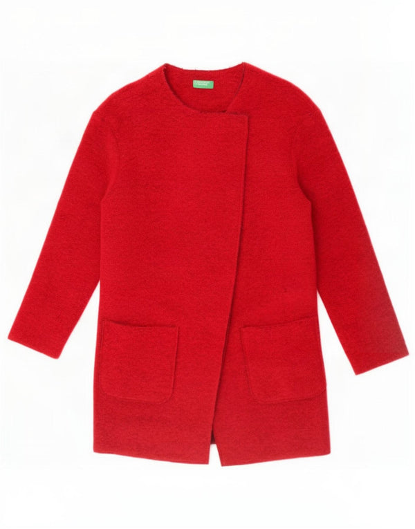 Abrigo abierto para mujer Benetton UK 6 XS Lana roja
