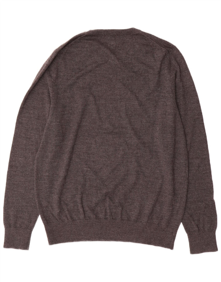 John Lewis - Jersey de cuello redondo para hombre, talla grande, lana merina gris