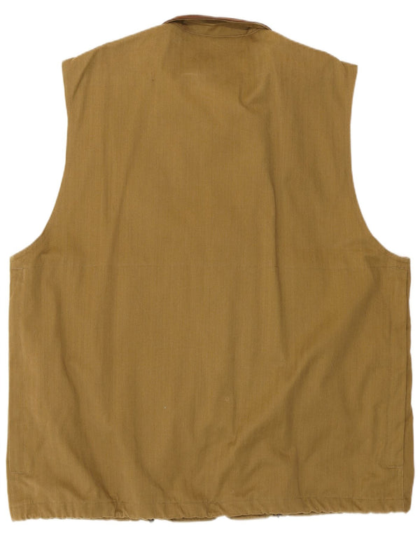 Vintage Mens Utility Gilet IT 54 2XL Caqui Colorblock