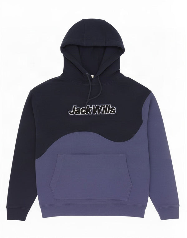Jack Wills Jersey con capucha extragrande y gráfico para hombre, talla pequeña, color azul marino