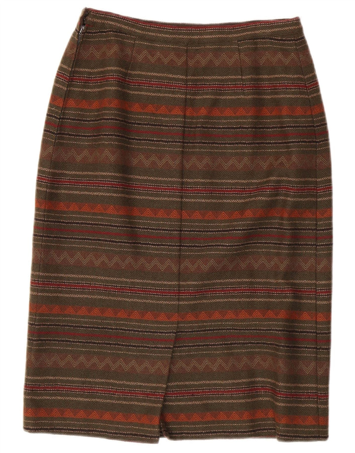 Vintage mujer lápiz falda W26 pequeño caqui rayas