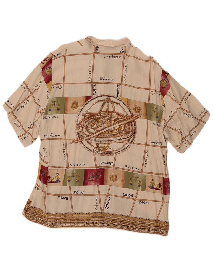 MARCELLO CIONI Blusa camisera gráfica para mujer IT 48 XL Bloque de color blanco roto