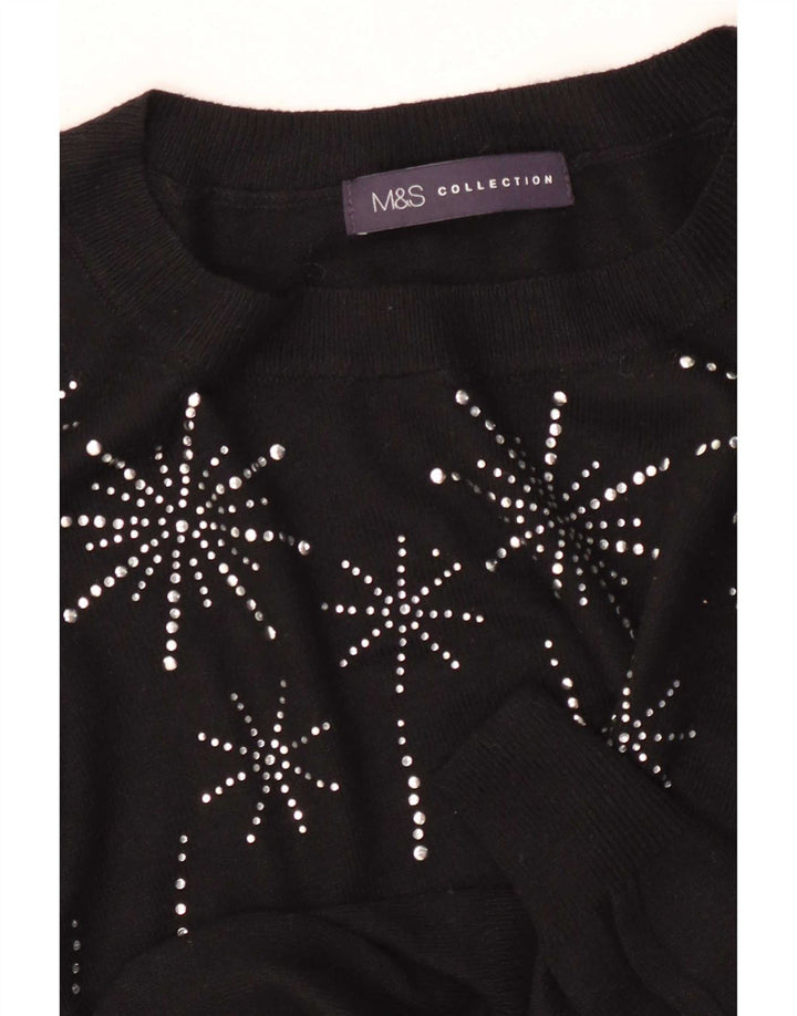 Marks & Spencer suéter gráfico con cuello barco para mujer, talla 40, talla M, color negro