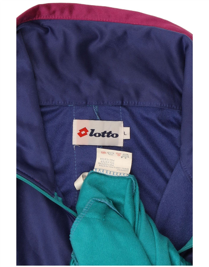 LOTTO Chaqueta superior de chándal con gráfico para hombre Poliéster color block azul grande