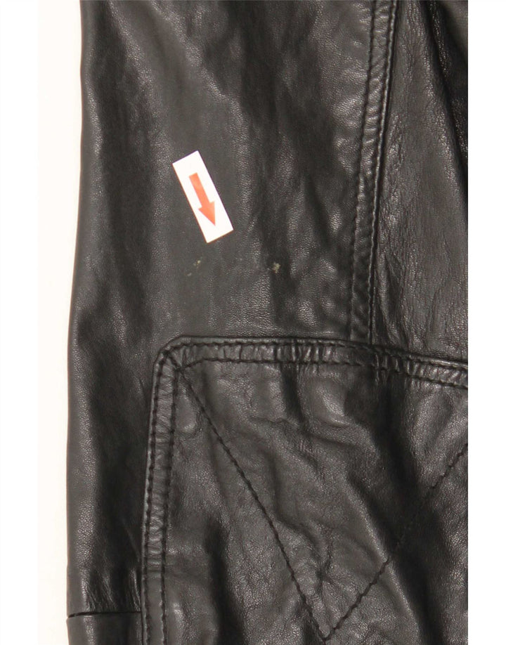 Massimo Dutti Chaqueta De Cuero Hombre UK 42 XL Piel De Oveja Negra