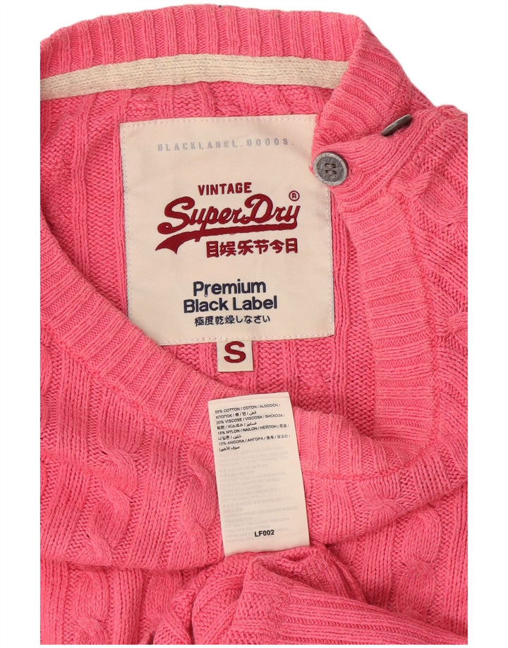 Superdry Jersey con cuello barco para mujer, talla 40, algodón rosa pequeño