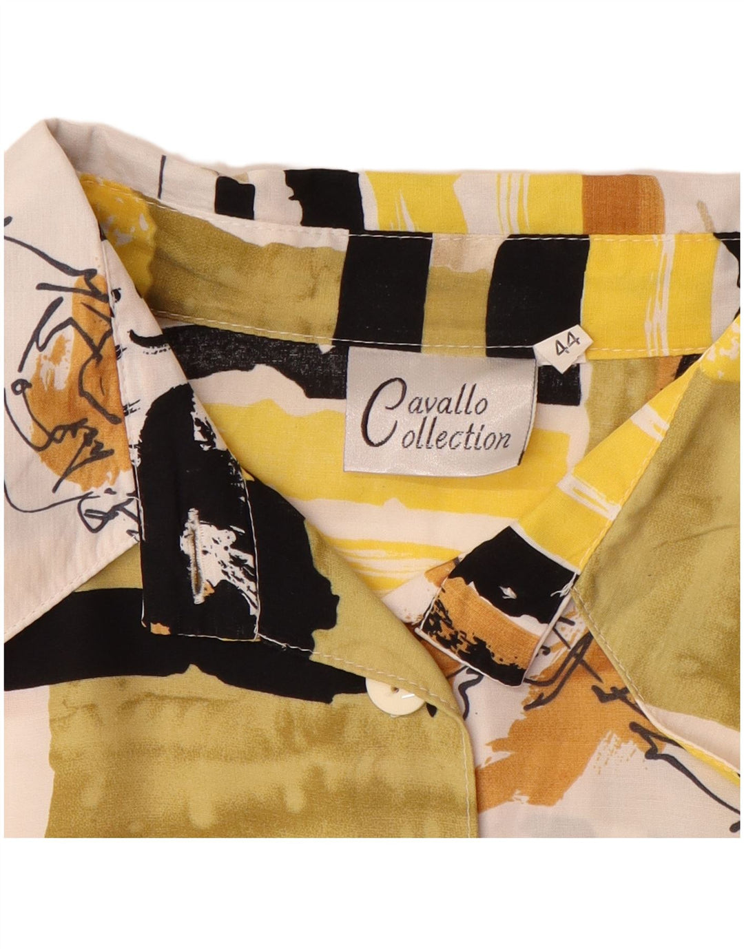 CAVALLO Womens Oversized Abstract Pattern Shirt Dress IT 44 Medium Yellow