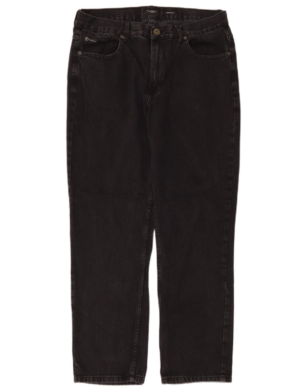 Pierre Cardin Vaqueros rectos de corte regular para hombre W36 L30 Algodón negro