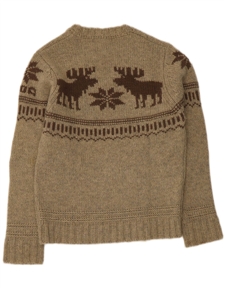 Smog Hombre Jersey Gráfico Con Cuello Redondo Suéter De Lana De Cordero Fair Isle Beige Medio