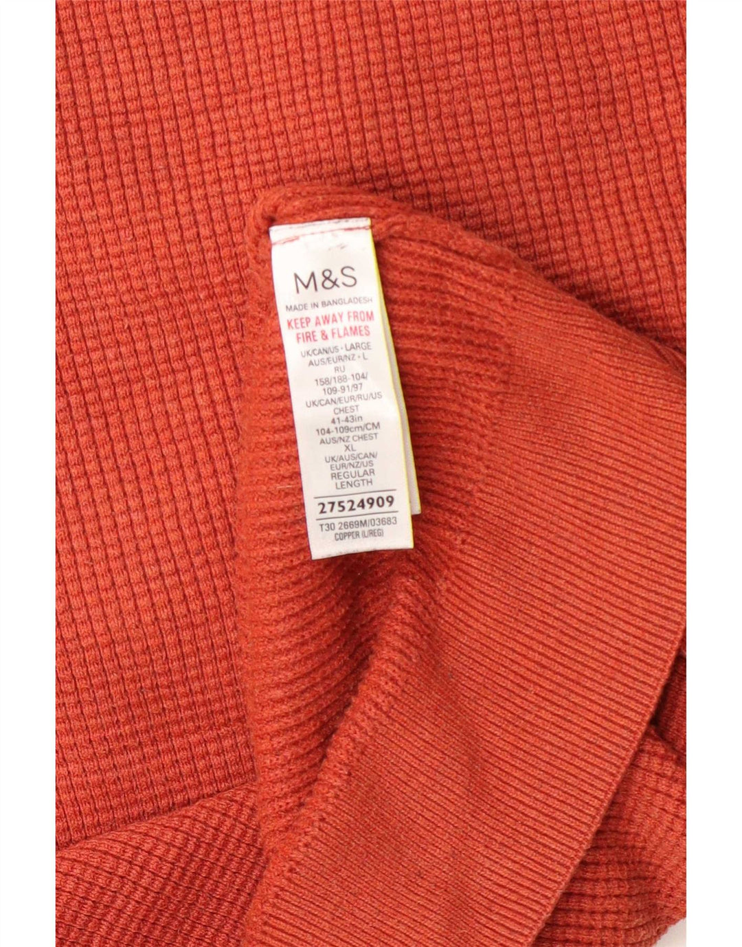 Marks & Spencer - Jersey de cuello redondo para hombre, talla grande, poliéster naranja