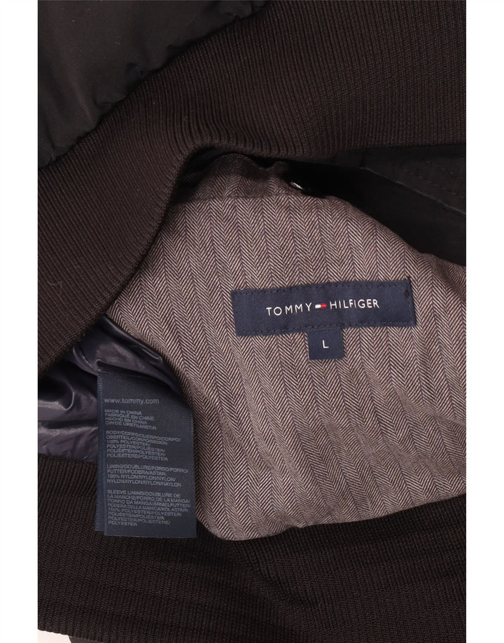 Tommy Hilfiger Chaqueta acolchada con capucha para hombre UK 40 Large Poliéster negro