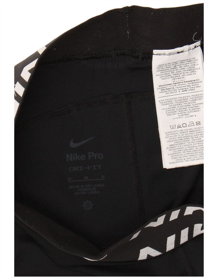 NIKE Leggings gráficos Dri Fit para mujer UK 12 Mediano Negro Poliéster