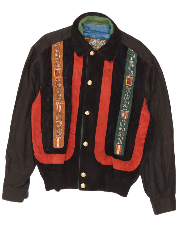 Umberto Bilancioni Chaqueta Bomber para Hombre UK 38 Mediana Negra Geométrica