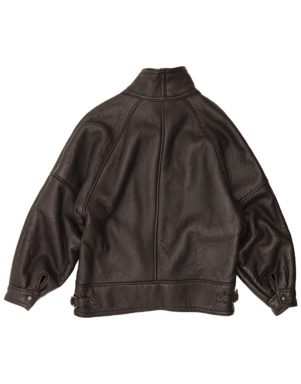 Vintage hombres shearling chaqueta IT 54 2XL negro shearling