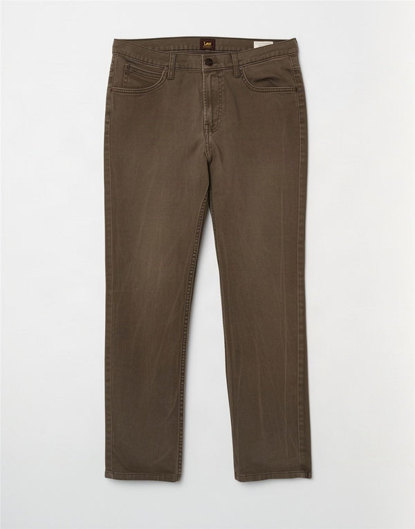 Lee Mens Rider Slim Straight Jeans W32 L32 Khaki Cotton