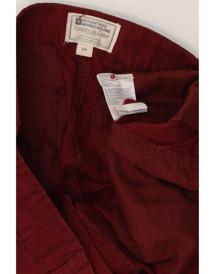 MOUNTAIN WAREHOUSE Pantalones cortos cargo para hombre W34 Grande Algodón burdeos