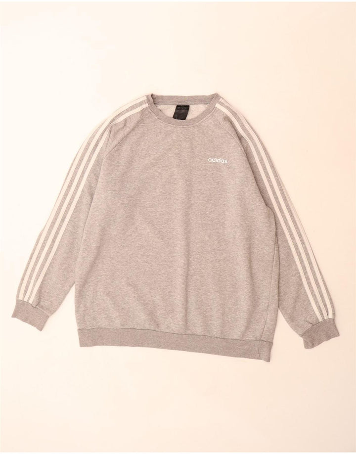 Adidas - Sudadera extragrande para mujer, talla 12/14, algodón gris medio