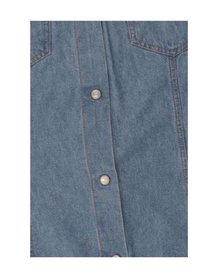 Y Camisa Vaquera Sin Mangas Para Mujer IT 46 Grande Azul Algodón