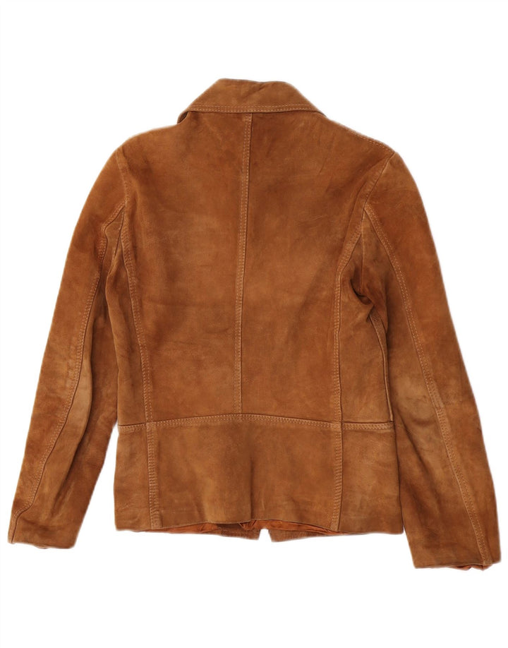 Vintage mujer ante chaqueta Reino Unido 10 pequeño marrón