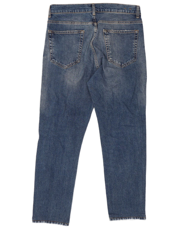 Zara Jeans recortados desgastados para hombre EU 42 Large W32 L26 Algodón azul