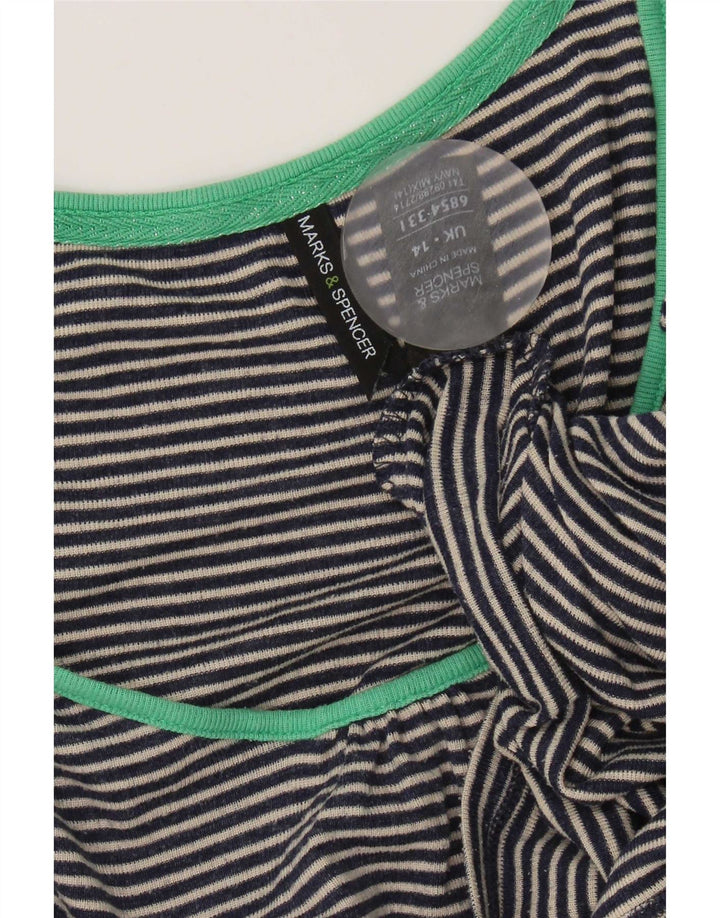 Marks & Spencer Top para mujer manga 3/4 UK 44 Medio azul marino a rayas