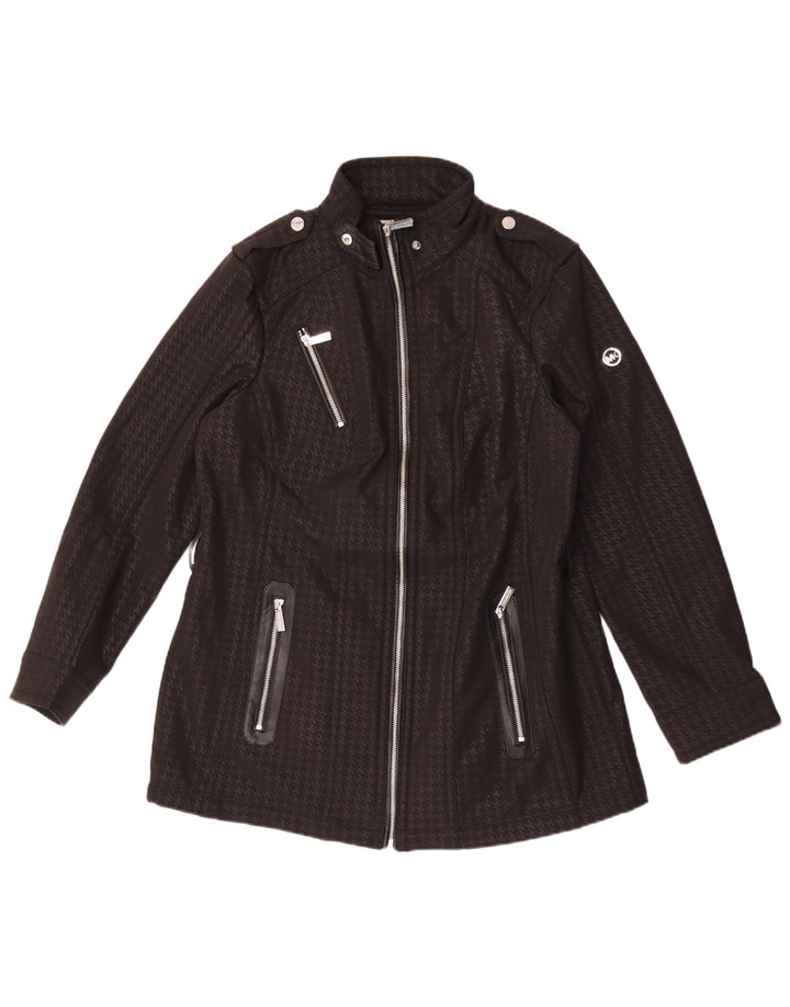 Michael Kors Chaqueta militar para mujer UK 40 Grande Poliéster de pata de gallo negro