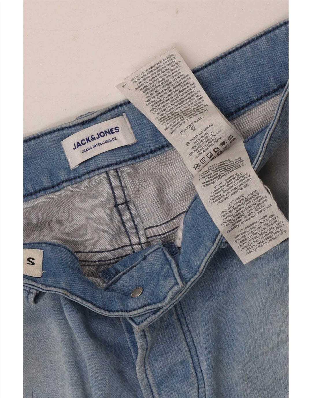 Jack & Jones Mens Shorts De Mezclilla Desgastados Pequeño W29 Algodón Azul