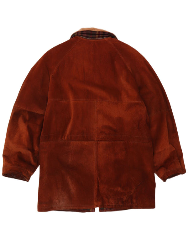 Chaqueta de ante vintage para hombre IT 54 2XL cuero marrón