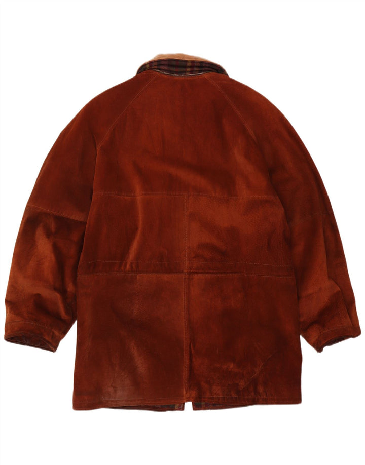 Chaqueta de ante vintage para hombre IT 54 2XL cuero marrón