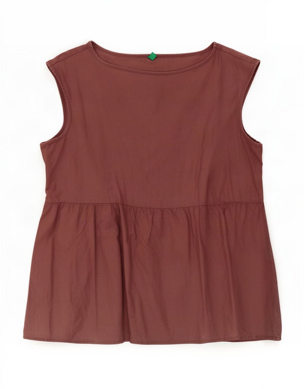 Benetton Blusa Sin Mangas Mujer UK 44 Algodón Rosa Medio