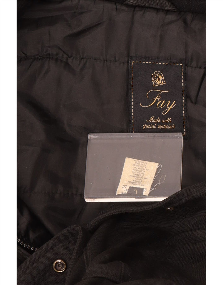 FAY Chaqueta utilitaria para hombre UK 40 Grande Algodón negro