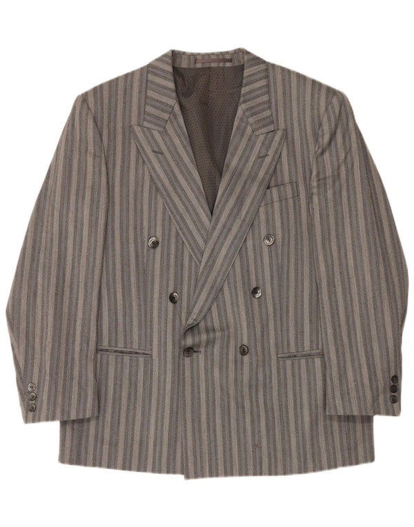 Licona Chaqueta tipo blazer con doble botonadura para hombre UK 40 Trevira a rayas grises grandes