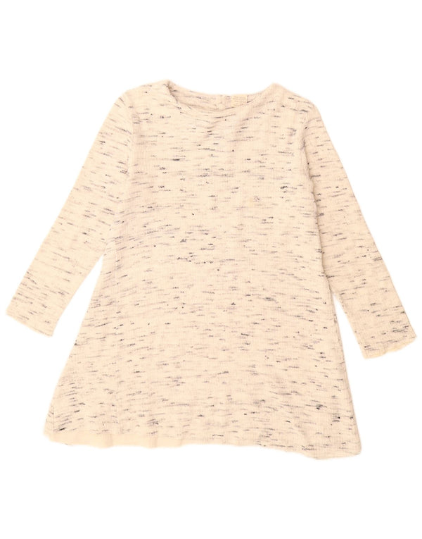 Zara Vestido Niña Túnica Manga Larga 13-14 Años Algodón Moteado Beige