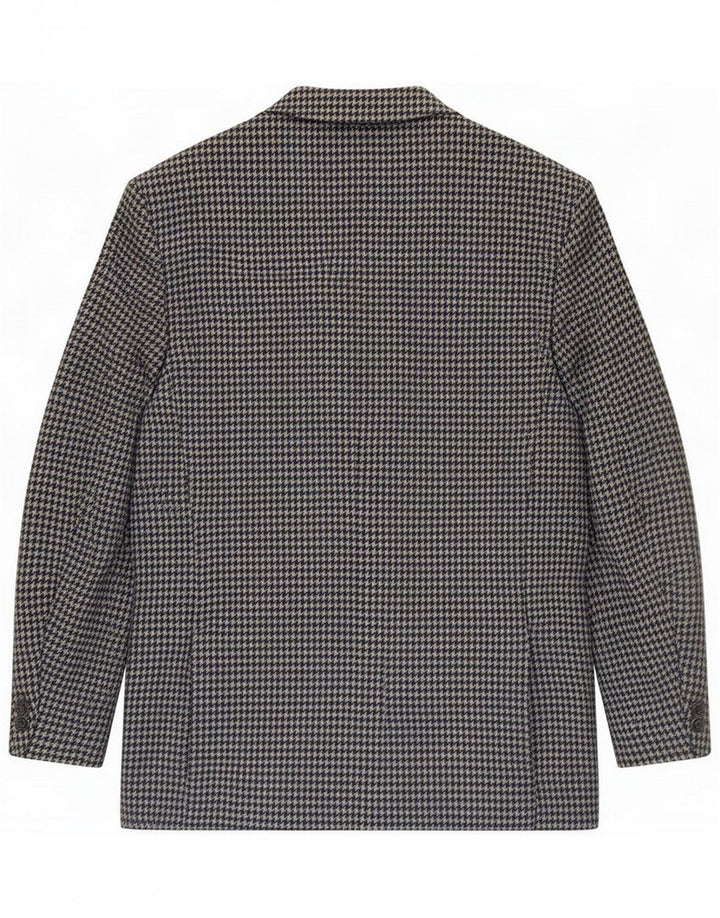 Exclusiva chaqueta blazer de 2 botones para hombre UK 40 Grande Gris Pata de gallo Lana nueva