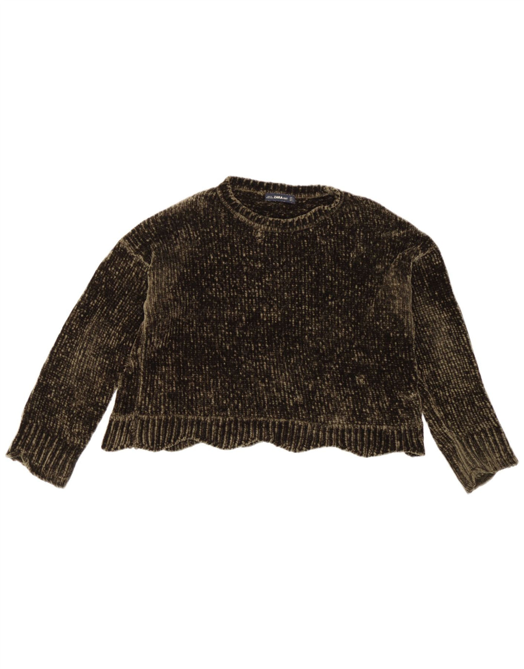 Zara Mujer Suéter De Cuello Redondo De Gran Tamaño UK 10 Small Khaki
