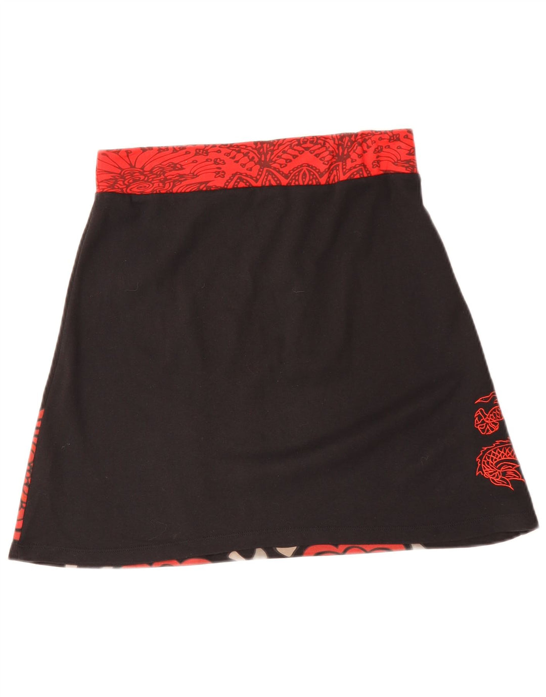 DESIGUAL Mujer Falda Acampanada Mediana W30 Algodón Floral Negro