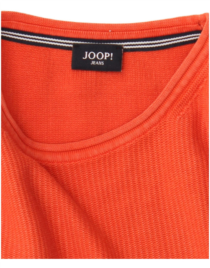 JOOP Jersey de cuello redondo para hombre, talla pequeña, naranja
