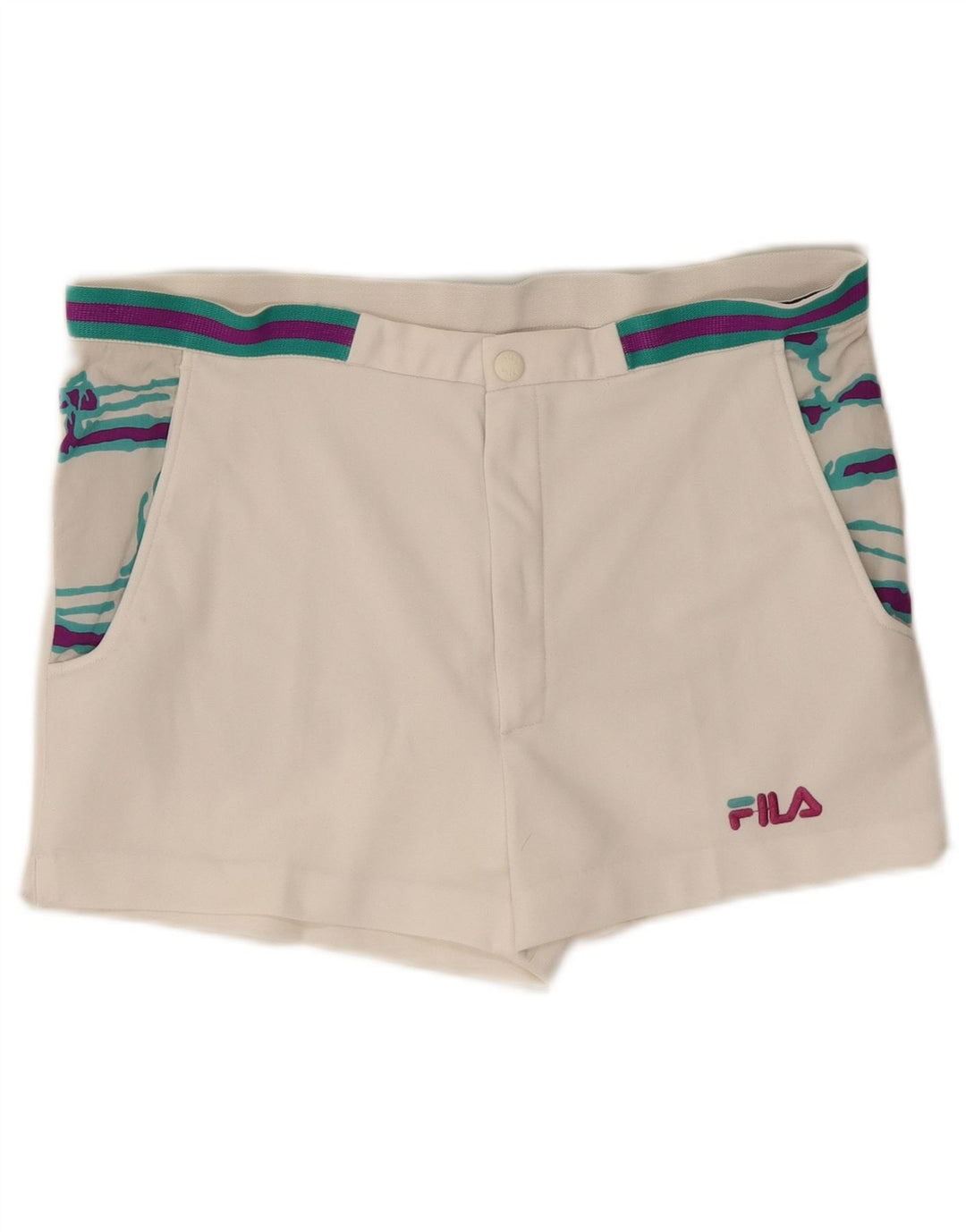 Fila Pantalones cortos chinos para hombre IT 48 Medium W33 Blanco a rayas