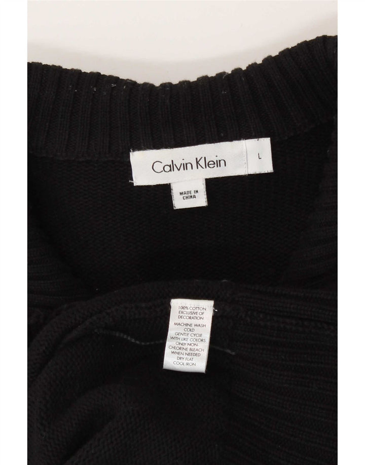 Calvin Klein Cárdigan para hombre suéter grande de algodón negro