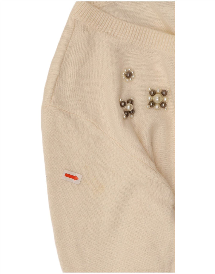 MARKS & SPENCER Suéter tipo jersey con cuello barco para mujer Reino Unido 40 Grande Blanco roto