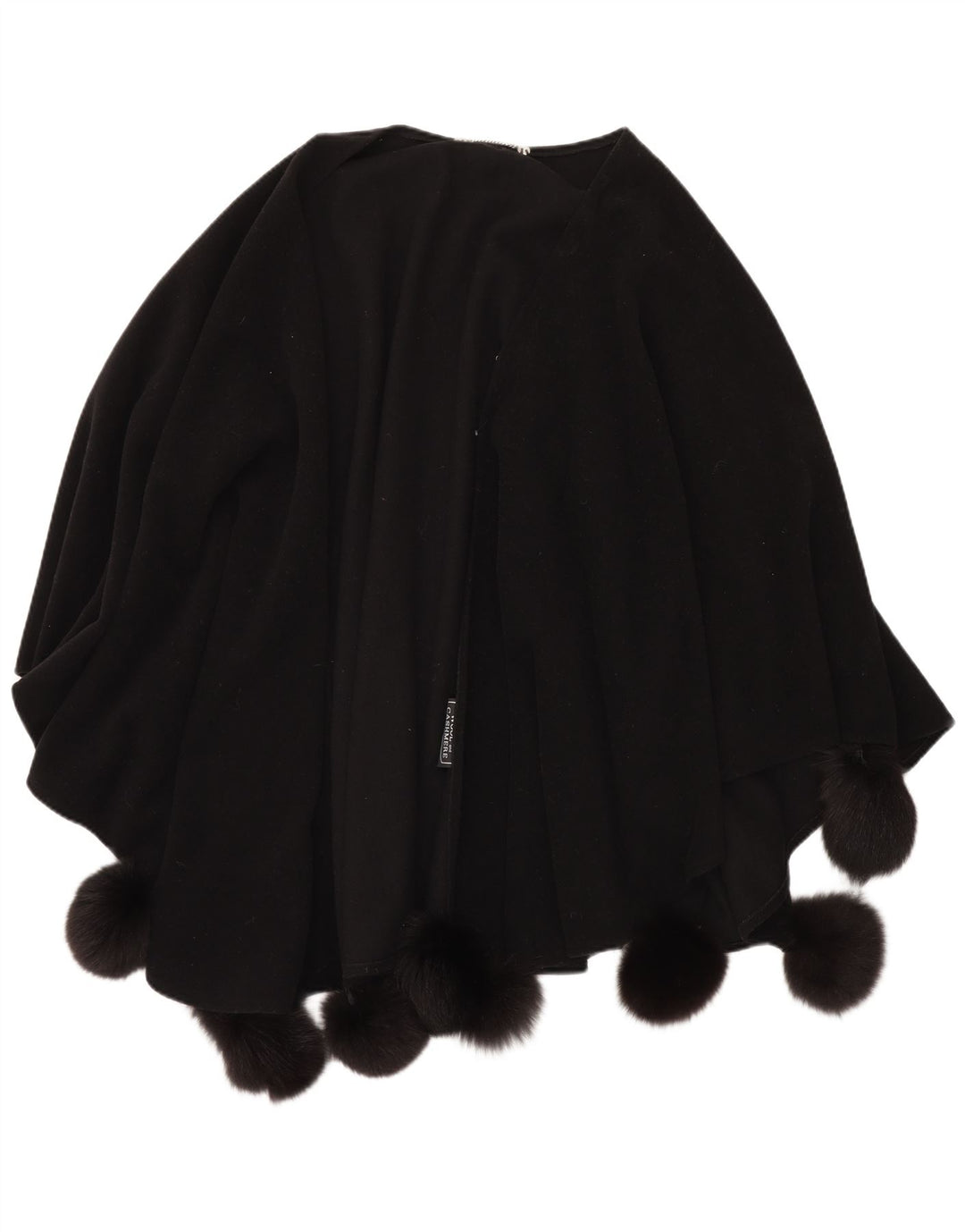 Vintage mujer Poncho abrigo un tamaño lana negra