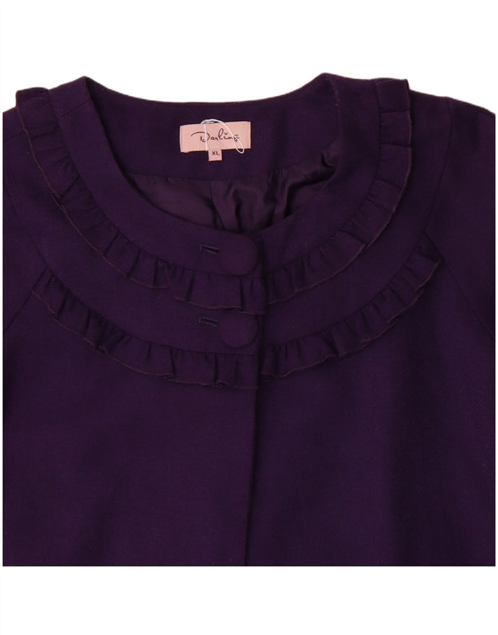Darling Chaqueta tipo blazer con 2 botones y manga 3/4 para mujer UK 40 XL Lana morada
