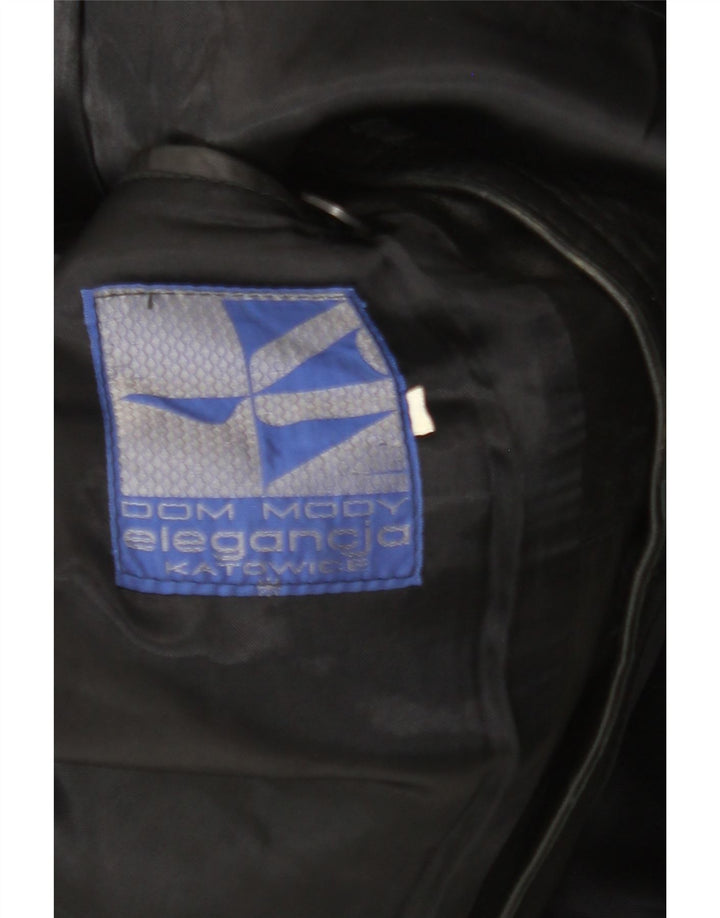 VINTAGE Chaqueta de cuero para hombre Reino Unido 38 Mediano Negro