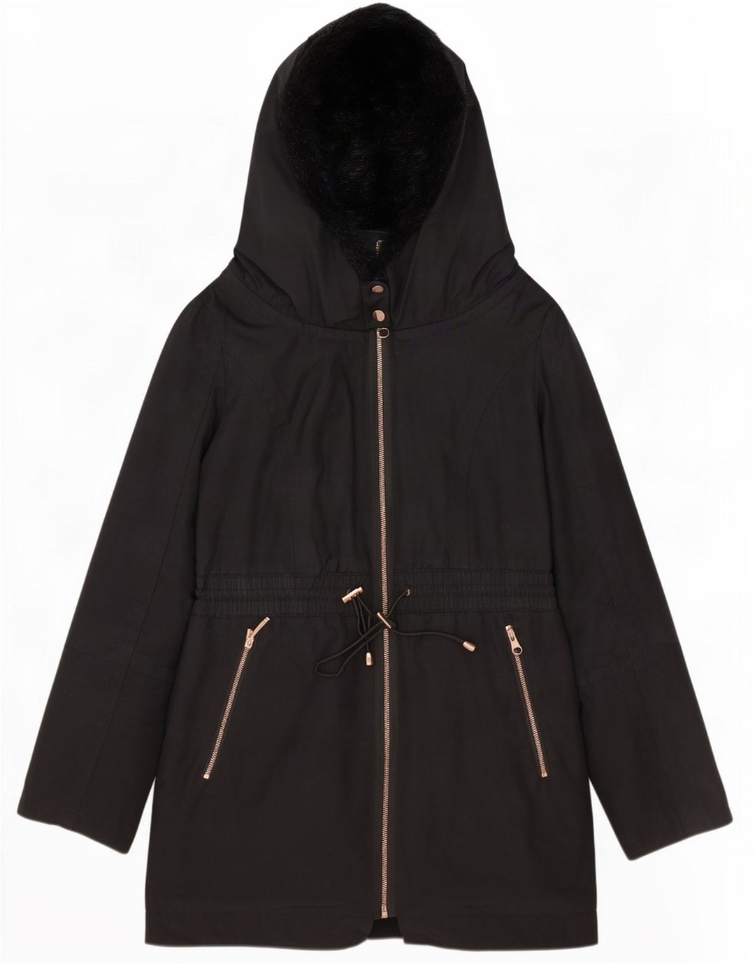 Ted Baker Chaqueta Parka Extragrande con Capucha para Mujer Talla 2 Pequeña Poliéster Negro